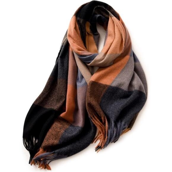 Women's Faux Cashmere Plaid‎ Scarf - Ultra Soft, Warm Winter Wrap with Classic - Picture 2 of 8